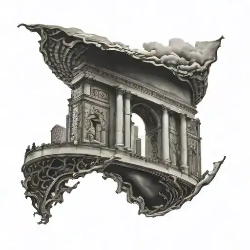 Cresent And Dark Rainy Cloud Gate Sculpture