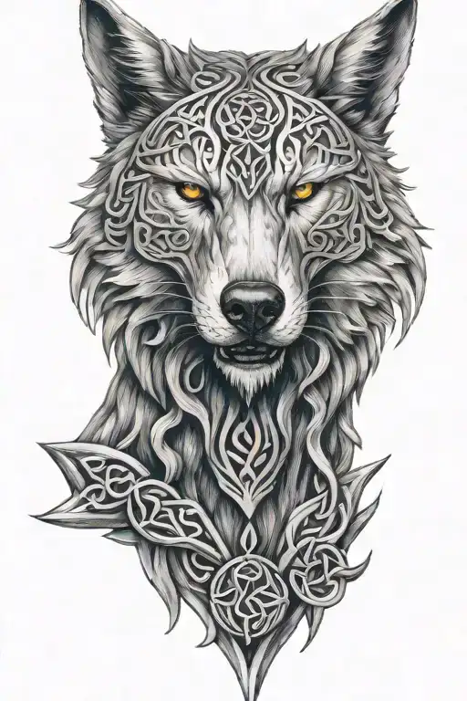 Armored Celtic Wolf Head