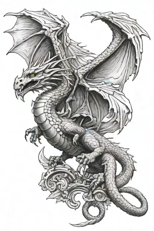 Dragon Perched With Open Wings