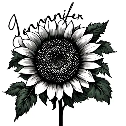 Sunflower With Vines And The Name Jennifer