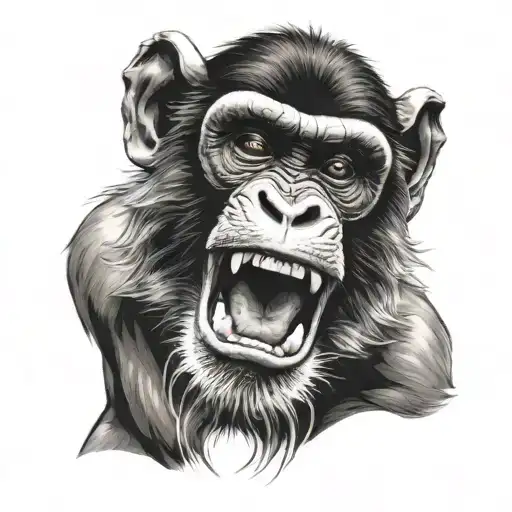 A Huge Monkey With Its Mouth Open Aggressively