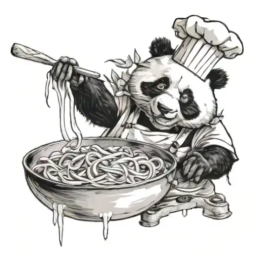 Chef Panda Cooking Pasta