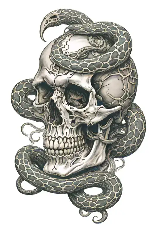 Skull With A Snake Coming
