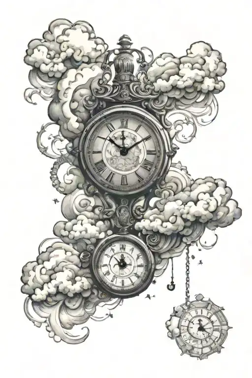 Clock With Clouds And Quote About God