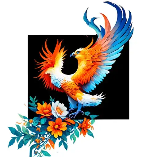Phoenix With Flowers Growing