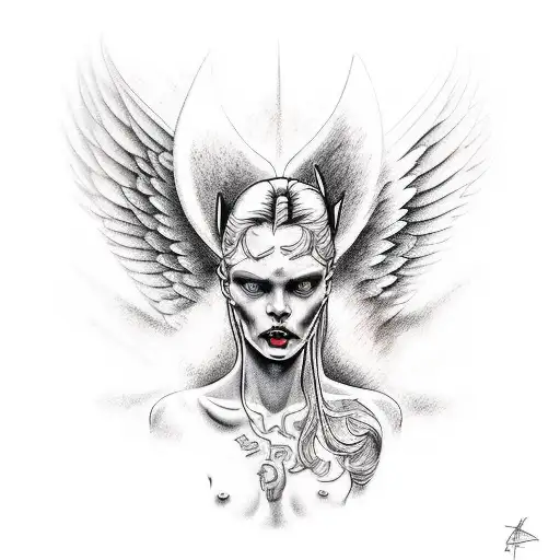 Tattoo Of An Angel And An Allied Demon Attacking The Same Target