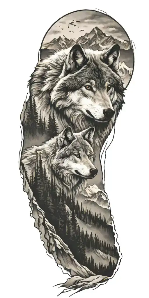 Wolf And Mountain Range