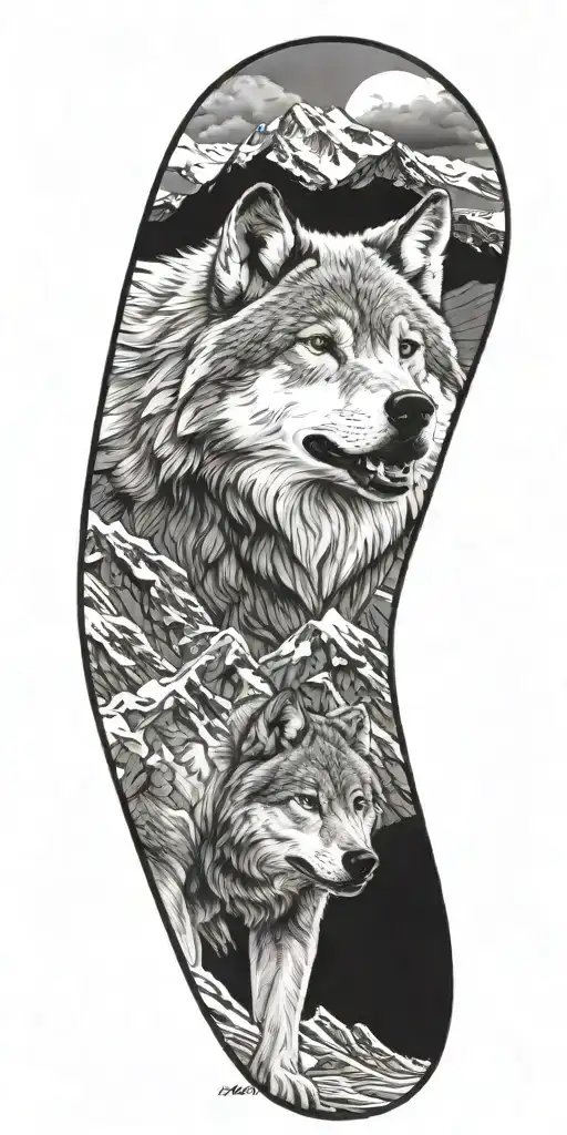 Wolf And Mountain Range