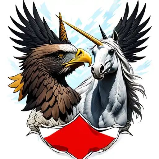 Unicorn And Eagle Representing Poland And Scotland