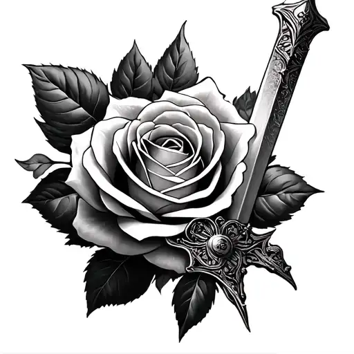 Claymore Sword Through Rose