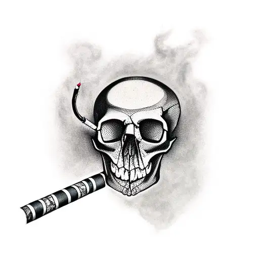A Skull And Above It A Lot Of Smoke From A Cigarette Of Weed