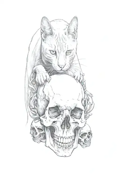 A Cat And A Skull