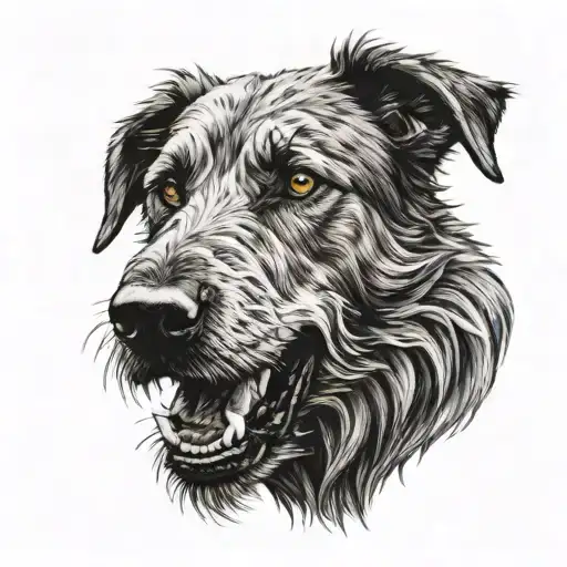 Wolfhound Black And White Angry