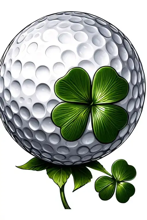 Golf Ball Floral With Four Leaf Clover