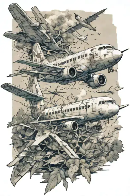 Plane Destroyed And Taken By Nature Scene