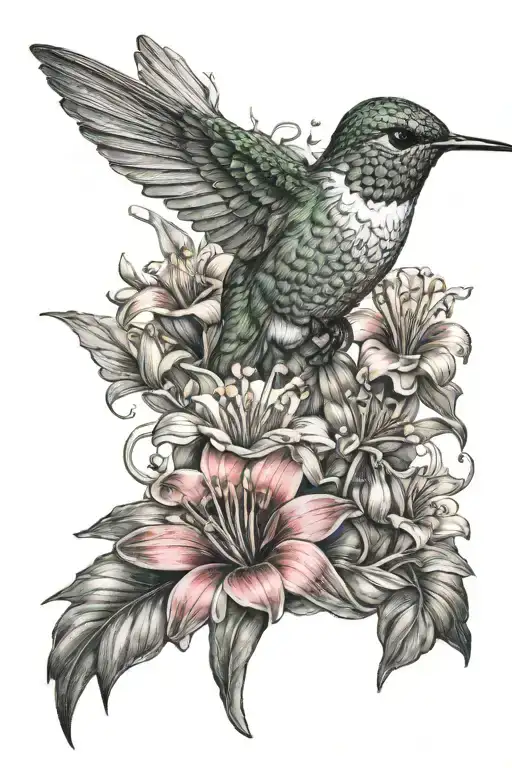 Hummingbird With Flowers