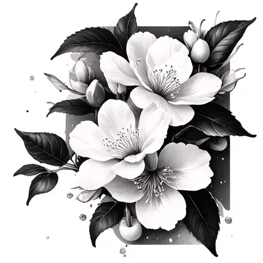 Black And White Cherry Blossom Ankle