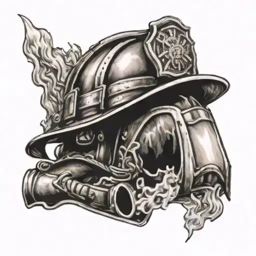 Firefighter Helmet Engulfed In Flames