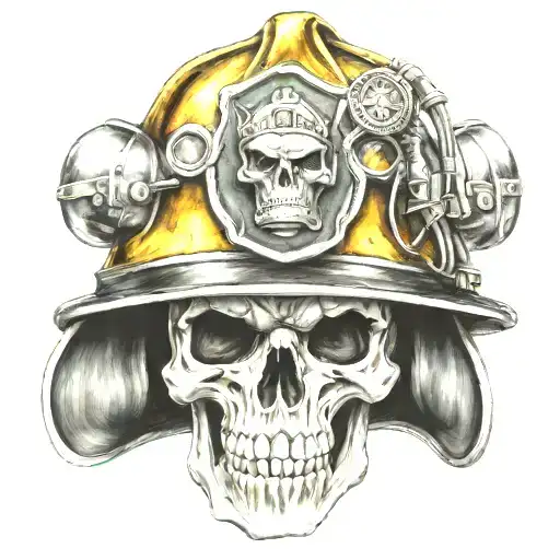 Firefighter Helmet With A Skull