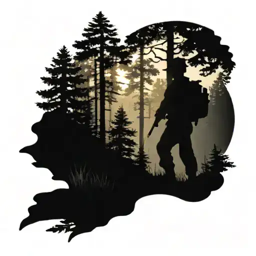 A Silhouette Of A Soldier Standing In A Beautiful Canadian Forest