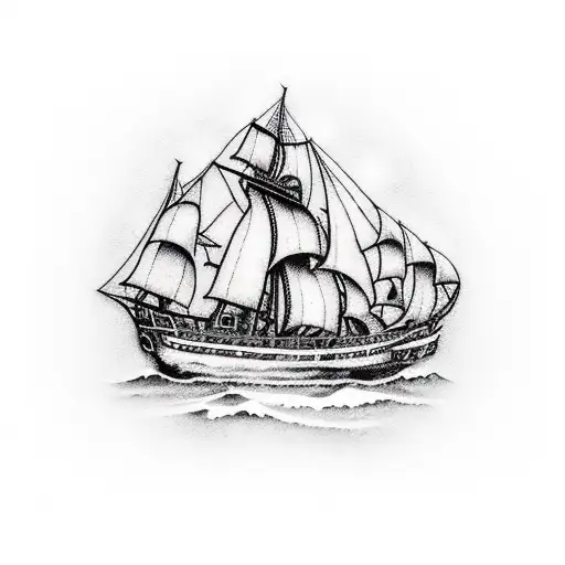 Pirate Ship With Tattered Sails