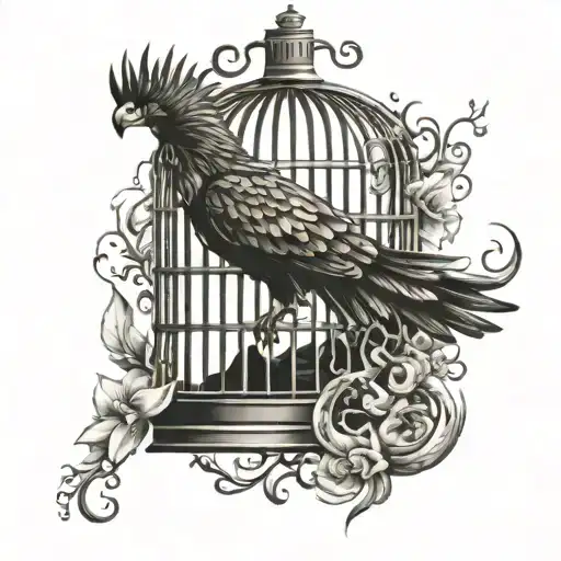 A Phoenix Breaking Through A Bird Cage