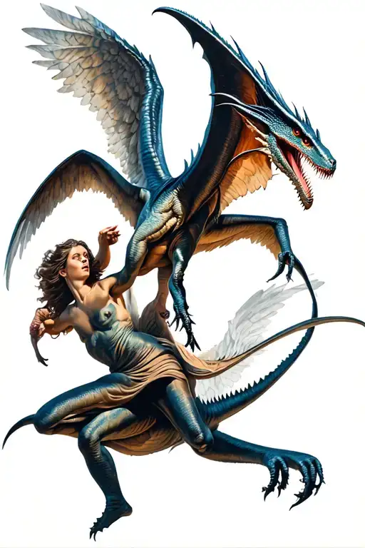 Angel Fighting Pteradactyl