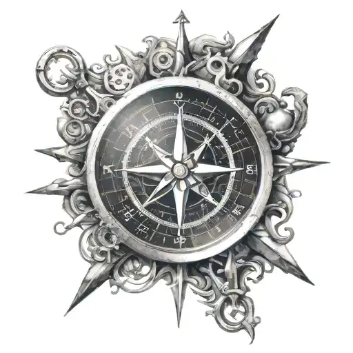 Alpha And Omega Symbol On The Compass