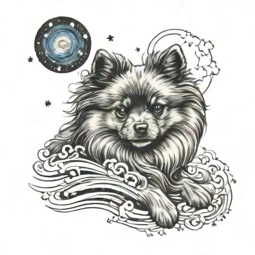 Design Pomeranian Dog Starry Nigth Van Gogh