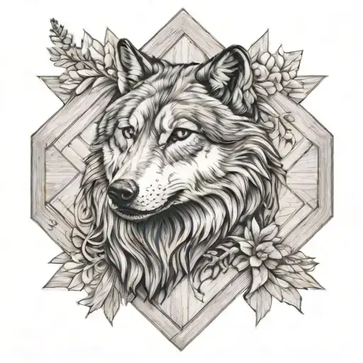 Parquet With Wolf Head