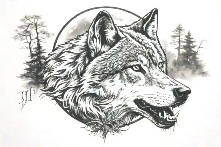 Wolf Face Moon Forrest River