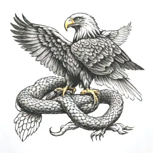 Snake And Eagle Intertwined