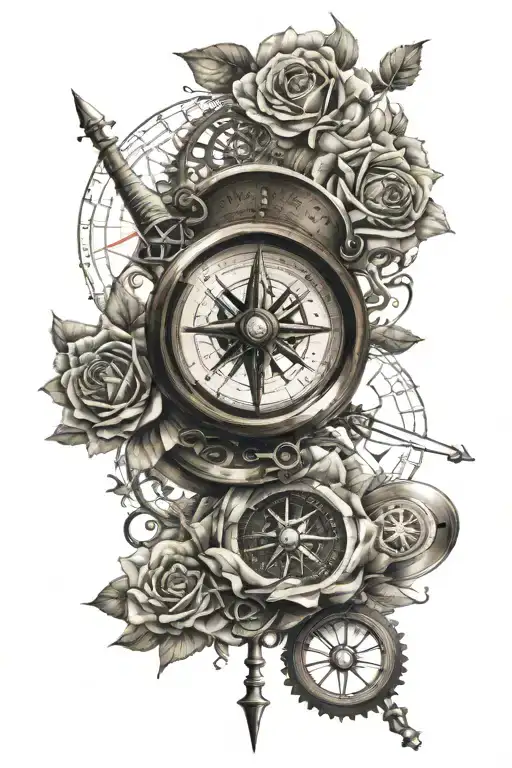 Compass And Wheels Instead Rose Put