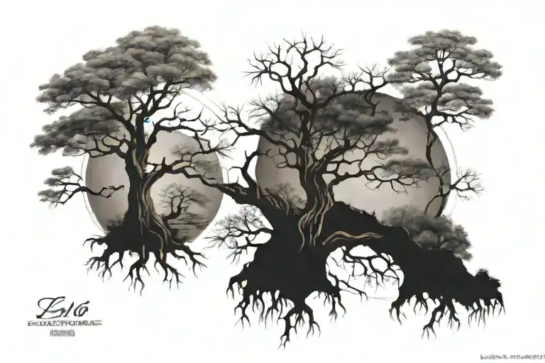 Two Separate Trees Forming The Leo And Gemini Symbols