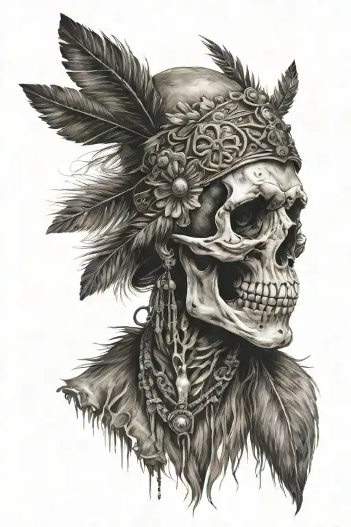 Skull Face With A Bear Headdress Being Worn