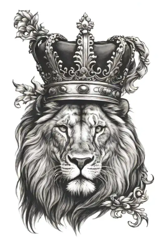 Father And Black Lion With Crown