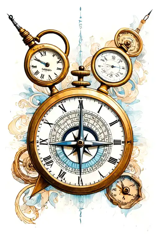 Time Piece And Compass