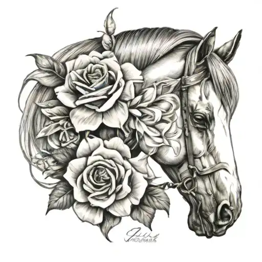 Roses Lilly Horse Head