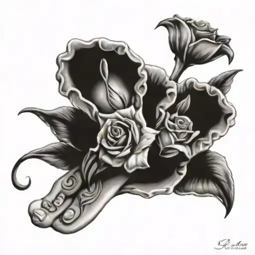 Roses And Lilly Baby Feet Print