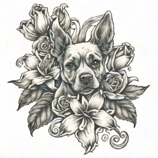 Roses And Lilly Sproodle Dog Paw Print Incorporated