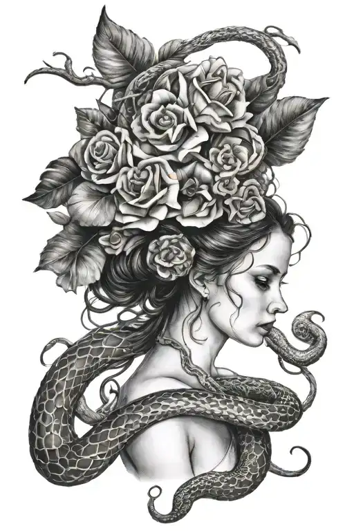 Ballerina And Snake Intertwined