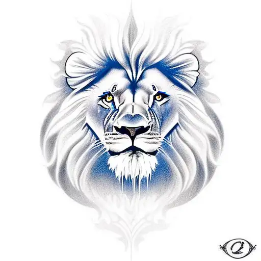 Lion With Blue Eyes And Cross Under It