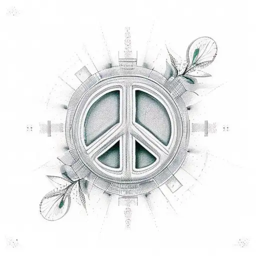 3D Light Bulb With Rowan Tree And Peace Sign