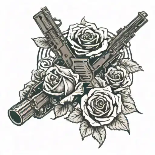 Sons Of Anarchy Symbol With Roses Growing Around And Also With Guns