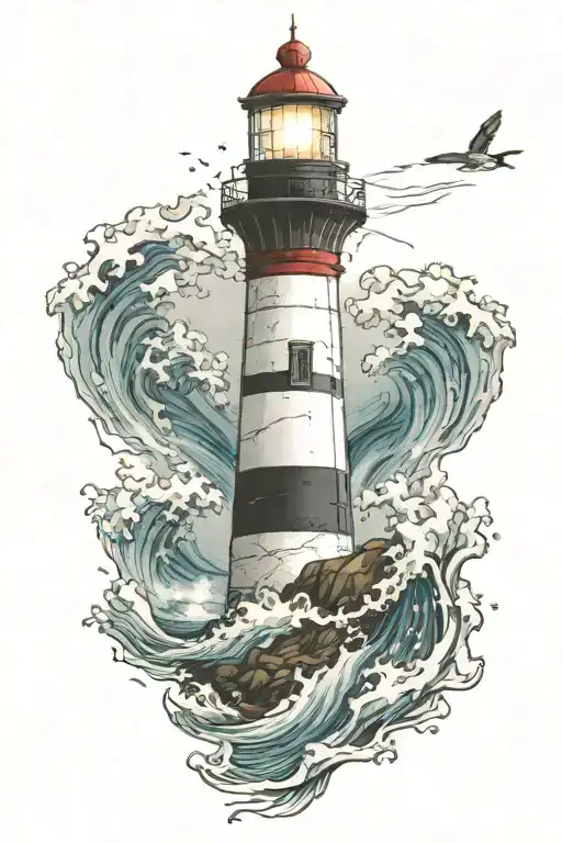 Lighthouse Standing Tall Amidst Crashing Waves