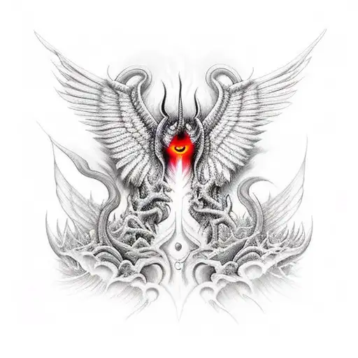 Lucifer Dark Aura And Balck Wings Red Eyes