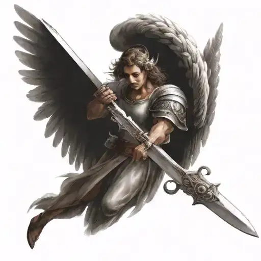 An Angel With Wings And A Sword