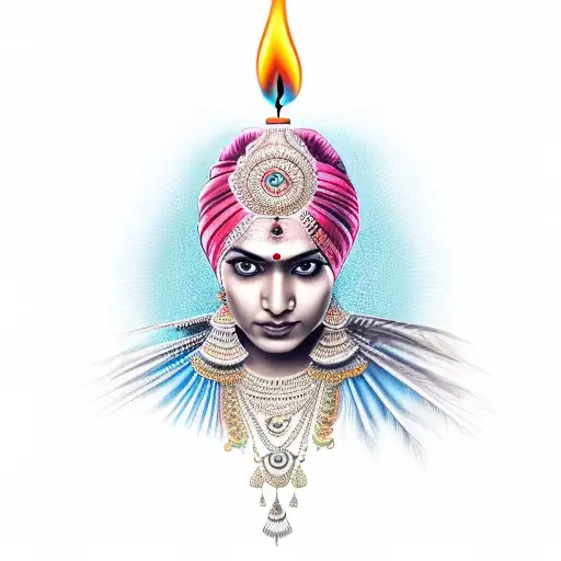 A Indian Woman With A Candle