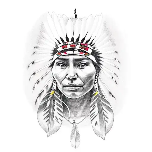 A Native American Woman Holding A Candle