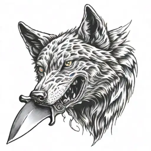 Knife And Wolf Head